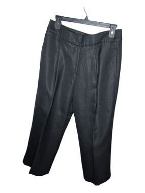 J. Crew Women High Rise Pleated pants Linen Blend Wide Leg Black Pants.  Size 6